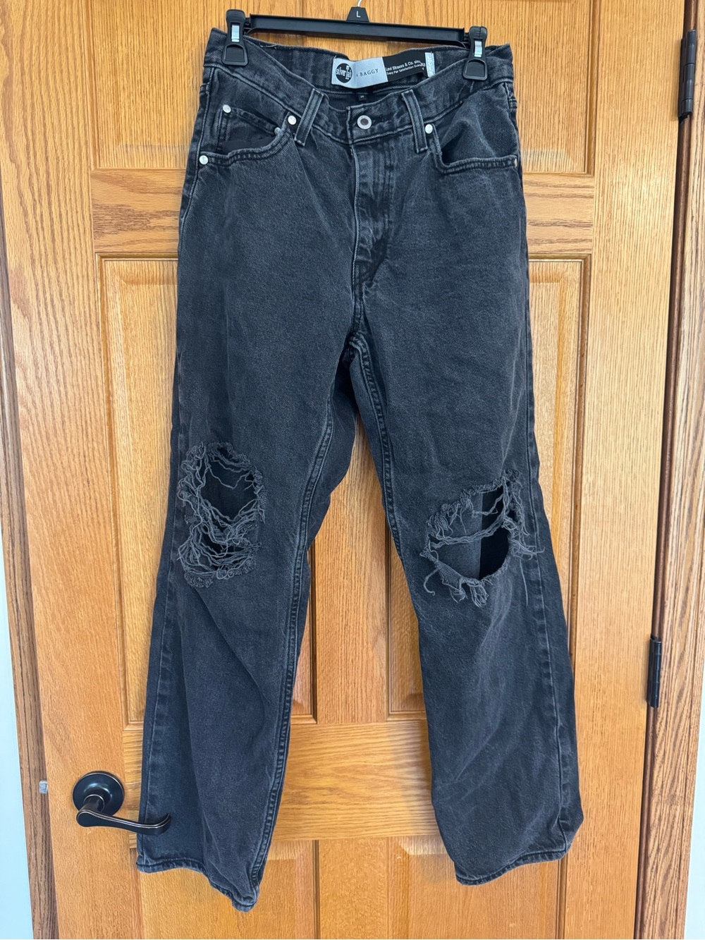Levi’s SilverTab Baggy Jeans W29 L31 Black Distressed Ripped Loose Fit Denim